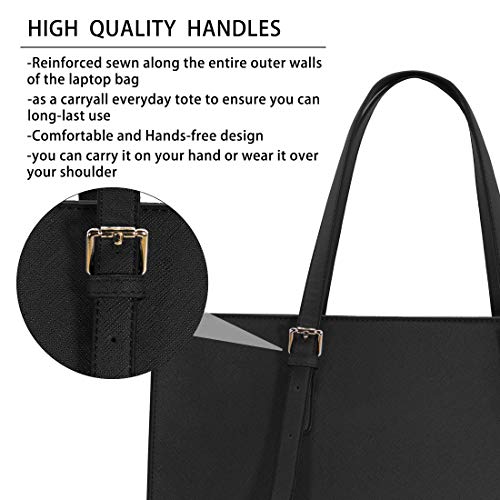 Laptop Bag for Women Waterproof Lightweight Leather 15.6 Inch Computer Tote Bag Business Office Briefcase Large Capacity Handbag Shoulder Bag Professional Office Work Bag Black Laptop Bag for Women Waterproof Lightweight Leather 15.6 Inch Computer Tote Bag Business Office Briefcase Large Capacity Handbag Shoulder Bag Professional Office Work Bag Black